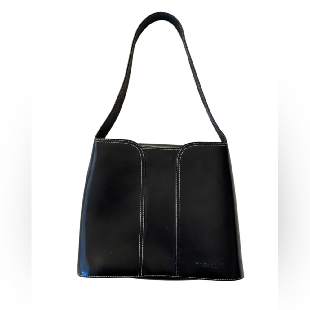 Kenneth Cole Y2K Black Leather Box Purse Shoulder Bag